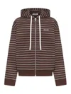 Miu Miu Striped Cotton Hoodie In Green