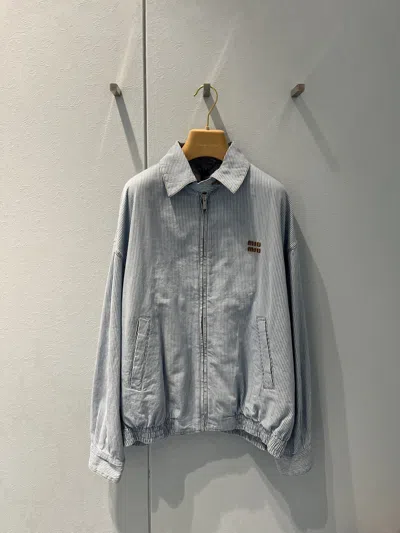 Miu Miu Striped Jacket In Blue