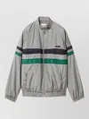 Miu Miu Striped Jacket Front Pockets Elasticated Cuffs In Gray