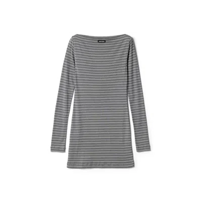 Miu Miu Striped Jersey Mini-dress In Gray