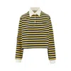 Miu Miu Striped Jersey Oversized Cropped Polo Shirt In Yellow