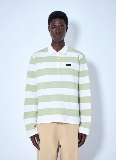 Miu Miu Striped Jersey Polo Shirt In Multi