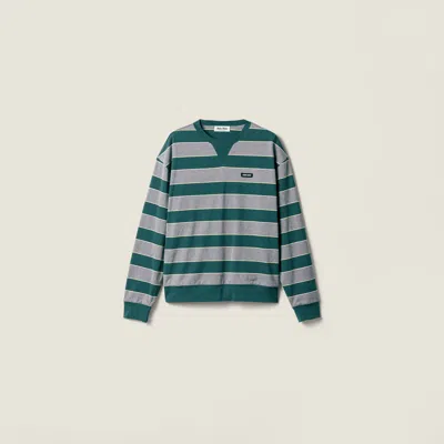 Miu Miu Striped Oversized Long-sleeve T-shirt In Multi