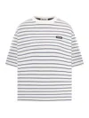 Miu Miu Striped Cotton T-shirt In White