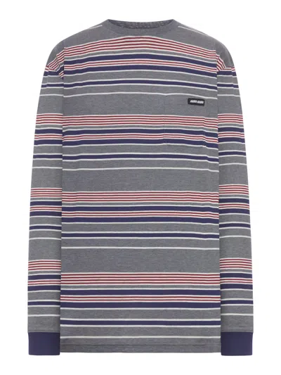 Miu Miu Striped Jersey T-shirt In Multi