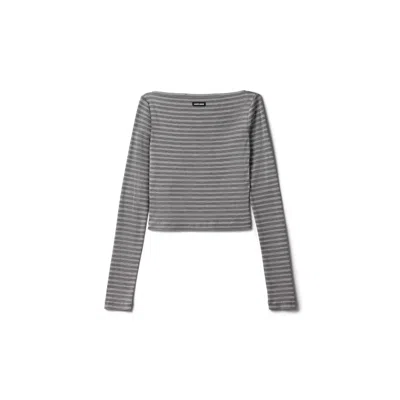 Miu Miu Striped Jersey Top In Gray