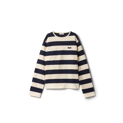 Miu Miu Striped Jersey T-shirt In Multi
