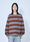Miu Miu Cotton T-shirt With Striped Pattern In Multi