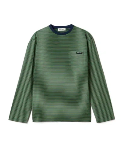 Miu Miu Striped Jersey T-shirt In Green