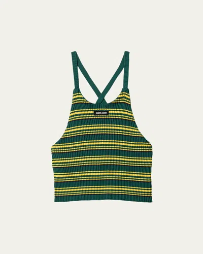 Miu Miu Striped Knit Strappy Backless Tank Top In Multi
