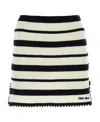 Miu Miu Striped Knitted Skirt In White
