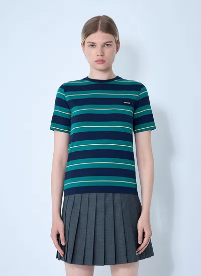 Miu Miu Striped Logo Motif T-shirt