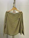 Miu Miu Long-sleeved Striped Top In Green