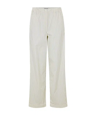 Miu Miu Striped Logo Track Pants In White