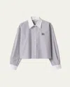 Miu Miu Striped Shirt With Collared Neck And Long Sleeves In Blue