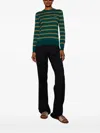 Miu Miu Striped Cashmere-silk T-shirt In Green