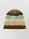 Miu Miu Striped Mohair Blend Beanie With Ribbed Cuff In Multi