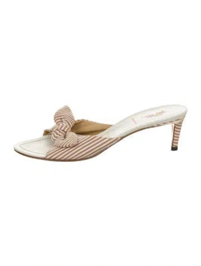 Pre-owned Miu Miu Striped Mules In White