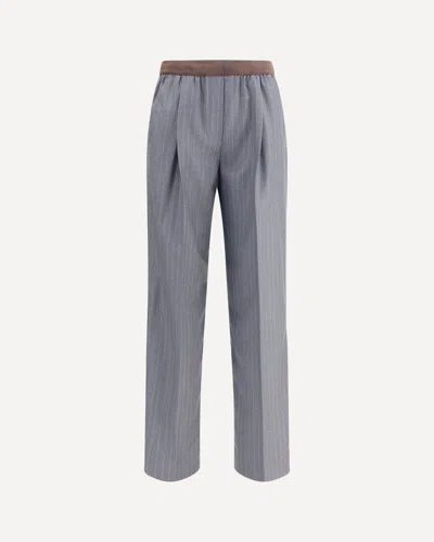 Miu Miu Women Striped Pants In Gray