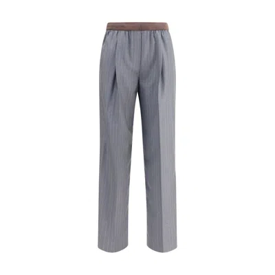 Miu Miu Striped Pants In Gray