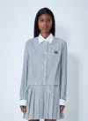 Miu Miu Pleated Striped Poplin Mini-dress