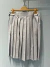 Miu Miu Striped Pleated Midi Skirt In Gray