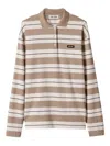 Miu Miu Logo Striped Cotton Jersey Polo Shirt In Multi