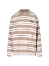 Miu Miu Logo Striped Cotton Jersey Polo Shirt In Multi