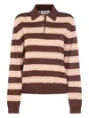 Miu Miu Striped Polo Shirt In Brown