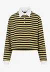 Miu Miu Contrast Collar Striped Cotton Polo
