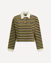 Miu Miu Striped Jersey Oversized Cropped Polo Shirt In Yellow