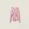 Miu Miu Elasticated Waistband Striped Shirt Mini Dress Clothing In Pink