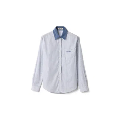 Miu Miu Striped Poplin Shirt In Multi