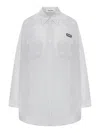Miu Miu Women Striped Poplin Shirt In White