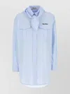 Miu Miu Striped Poplin Shirt With Chest Pockets In Blue