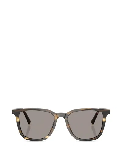 Miu Miu Striped Rectangle-frame Sunglasses In Brown