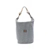 Miu Miu Canvas Bucket Bag Striped Pattern Rope Handle In Multi