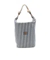 Miu Miu Canvas Bucket Bag Striped Pattern Rope Handle In Multi