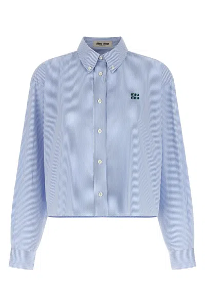 Miu Miu Striped Shirt In Animal Print