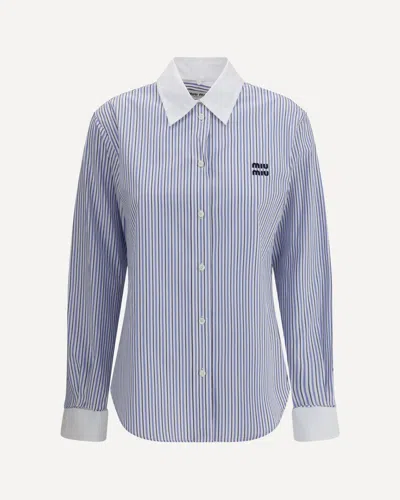 Miu Miu Striped Shirt In Blue