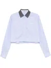 Miu Miu Striped Shirt In Blue