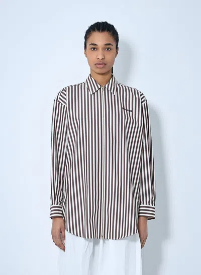 Miu Miu Striped Shirt In Brown