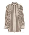 Miu Miu Striped Long-sleeved Shirt In Brown