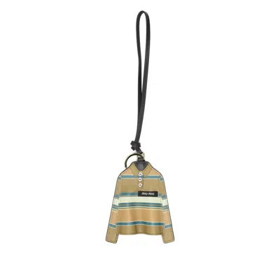 Miu Miu Striped Shirt Keyring In Multi
