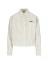 Miu Miu Striped Shirt In Neutral