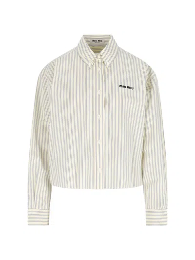 Miu Miu Striped Shirt In White