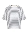Miu Miu Striped Cotton T-shirt In White