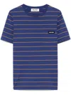 Miu Miu Logo Striped Short-sleeved T-shirt In Blau