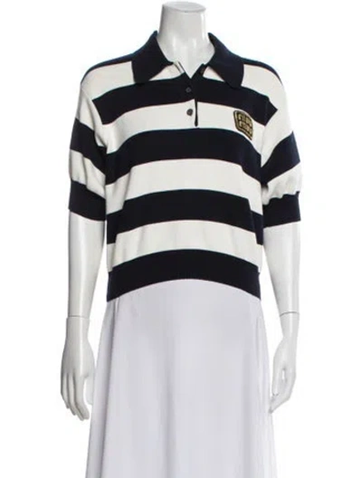 Pre-owned Miu Miu Striped Three-quarter Sleeve Polo In Multi