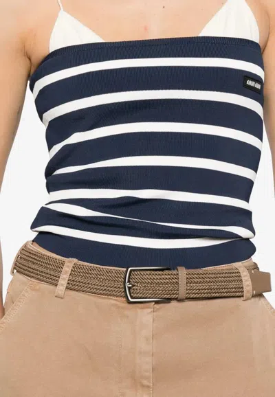 Miu Miu Striped Tube Top In Blue